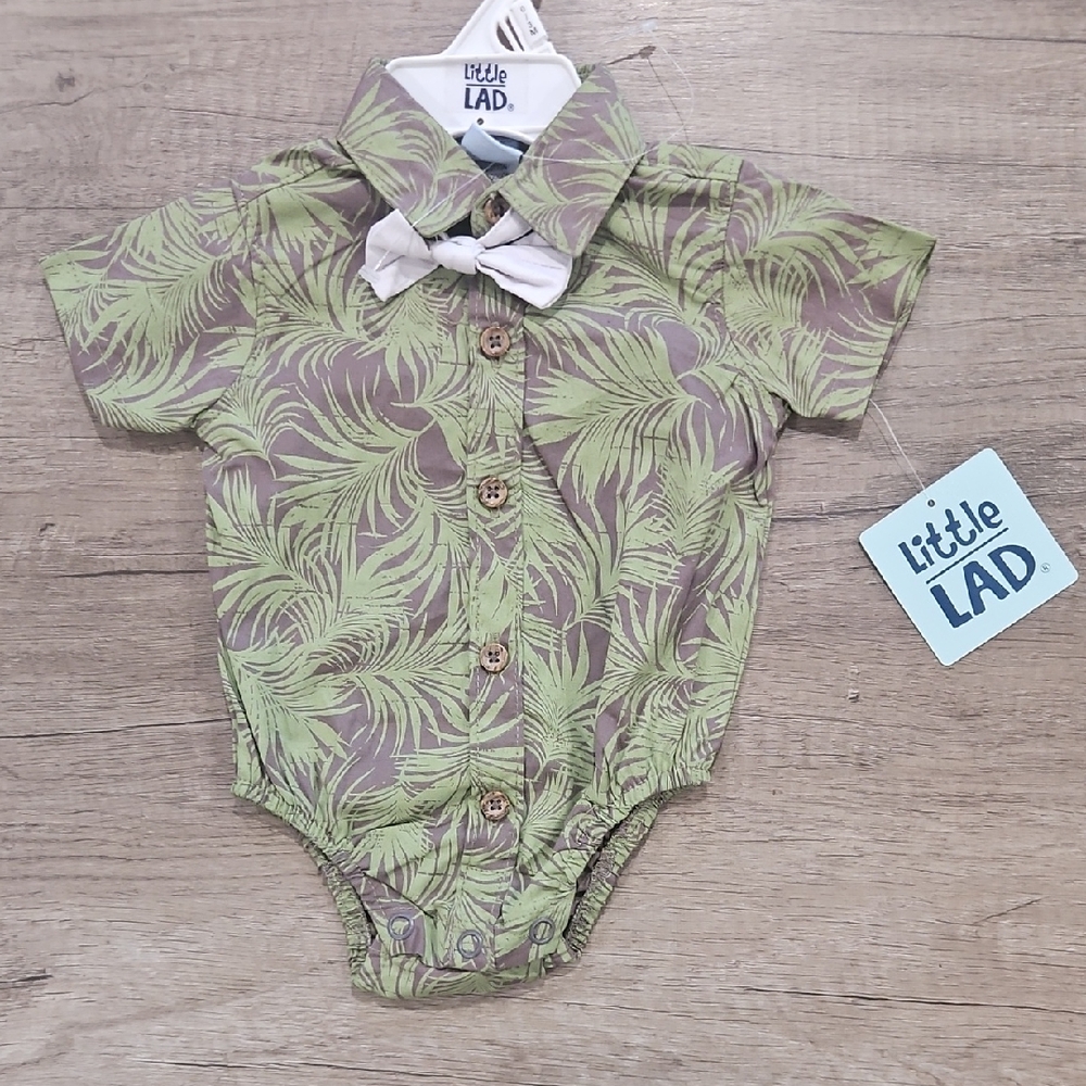 Little Lad Green Palm Print Baby Onesie  0/3 mos